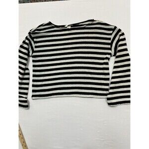 H & M Striped Knit Lightweight Sweater Medium French Girl Parisian Chic Pullover